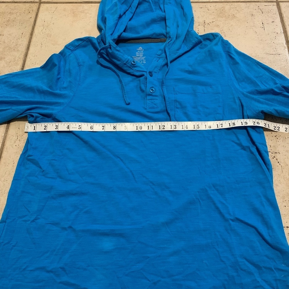 Firefly Men's Blue 100% Cotton Hooded Henley Long Sleeve Shirt - XL - Picture 3 of 7